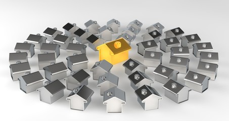 A gold house standing out from the crowd