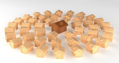 A wooden house standing out