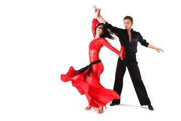 dancers in action isolated on white