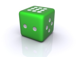 3D rolling dice on white background