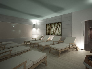 zona benessere sauna idromassaggio rendering relax corpo