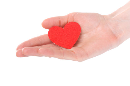 Valentine's heart in human hand