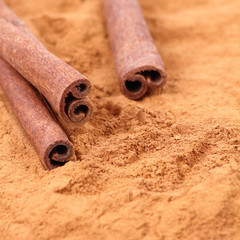 Cinnamon sticks and ground cinnamon