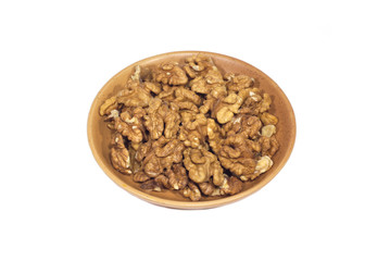 Cleared walnuts on brown plate