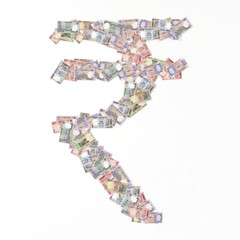 Obraz na płótnie Canvas rupee symbol with bank notes
