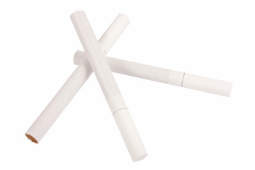 Three cigarettes isolated on white with clipping path