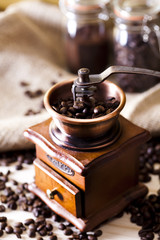Coffee grinder in close up
