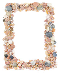 frame from seashells and stones