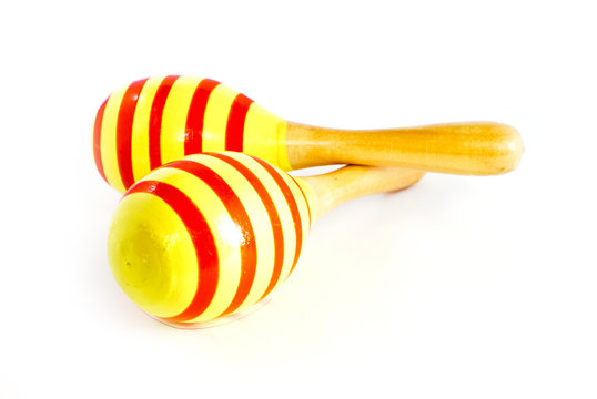 colorful wooden toy maracas