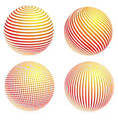striped colorful ball icon set isolated on white background