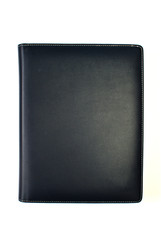 black leather cover notebook isolated