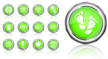 go green eco icon set isolated on white background