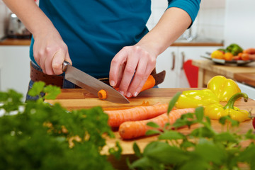 Cutting some fresh carrots