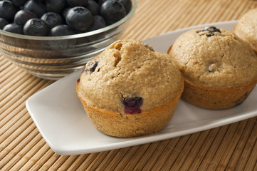 Blueberry Muffins and Bowl of Blueberries
