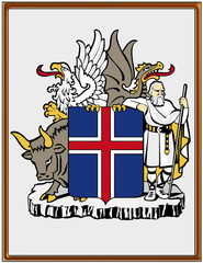 Iceland national emblem coat frame