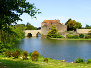 View of Leeds Castle and moat, England