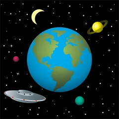 Cercles muraux Cosmos illustration vectorielle d& 39 ovni dans l& 39 espace