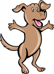 cartoon pet puppy dog standing arms out