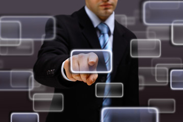 the hand on the flow of several button