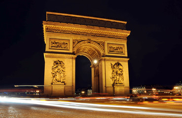 The Arc de Triomphe at night, Paris