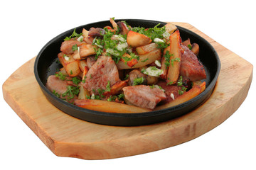 fried meat and potatoes