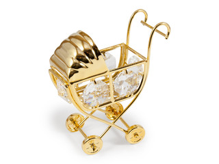 Golden stroller with crystals