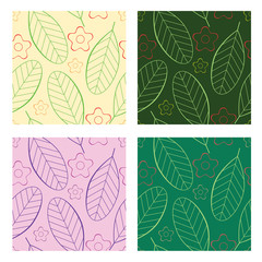 four seamless patterns with flowers theme