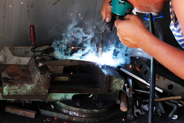 Worker   welder  handicraft  process