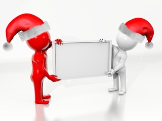 3D Persons holding a blank billboard