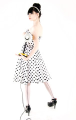 Portrait of a young girl posing with lamp