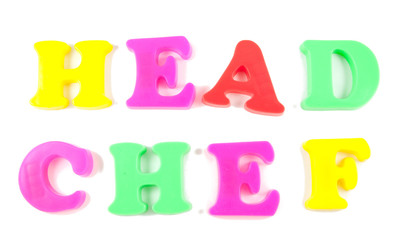 head chef written in fridge magnets on white background