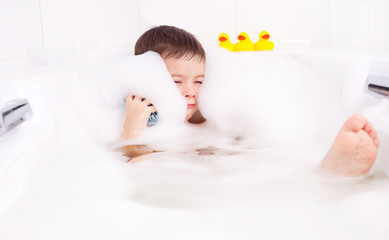 boy taking a bath