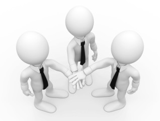 Three men shaking hands facing up © Texelart