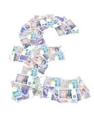 symbol pound currency with bank notes