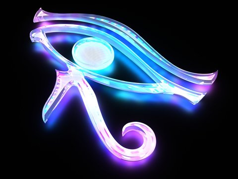 Glass horus eye - sign with ligh