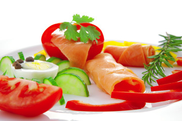 red smoked salmon and eggs