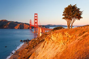 Tischdecke Golden Gate Bridge at sunset, San Francisco © sborisov