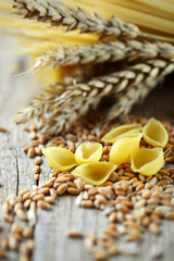 Pasta and grains of wheat