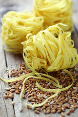 Pasta and grains of wheat