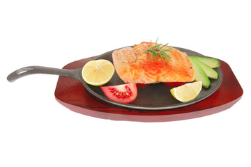 roast salmon piece with tomatoes
