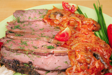 beef slices on plate