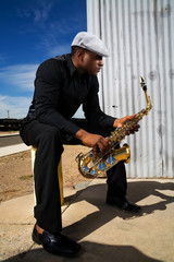 Naklejka premium Saxophone Musician