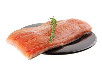 piece of salmon fillet and rosemary