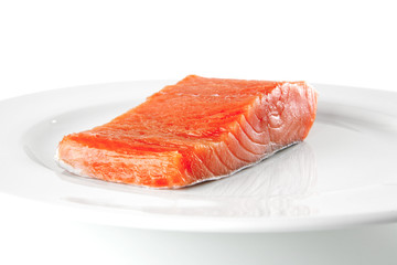 smoked salmon on white plate