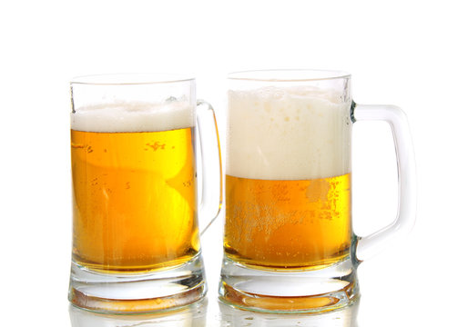 Two glasses about beer, isolated.