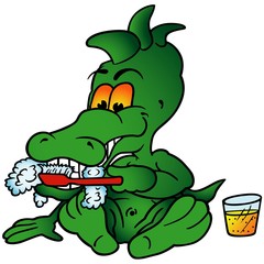 Sitting Crocodile - colored cartoon illustration