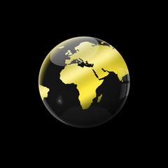 Logo golden globe on black background