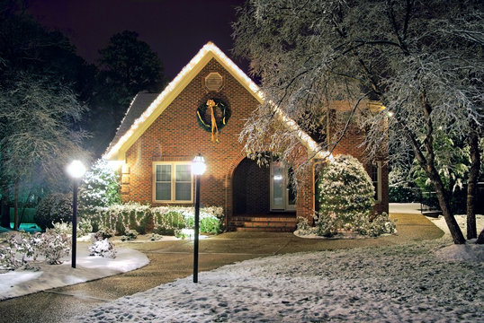 Christmas decorated cottage