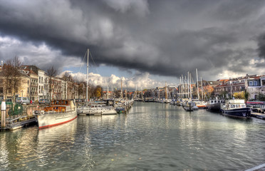 Old harbor at Dordrecht, Holland