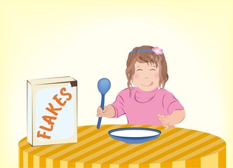 child eating flakes